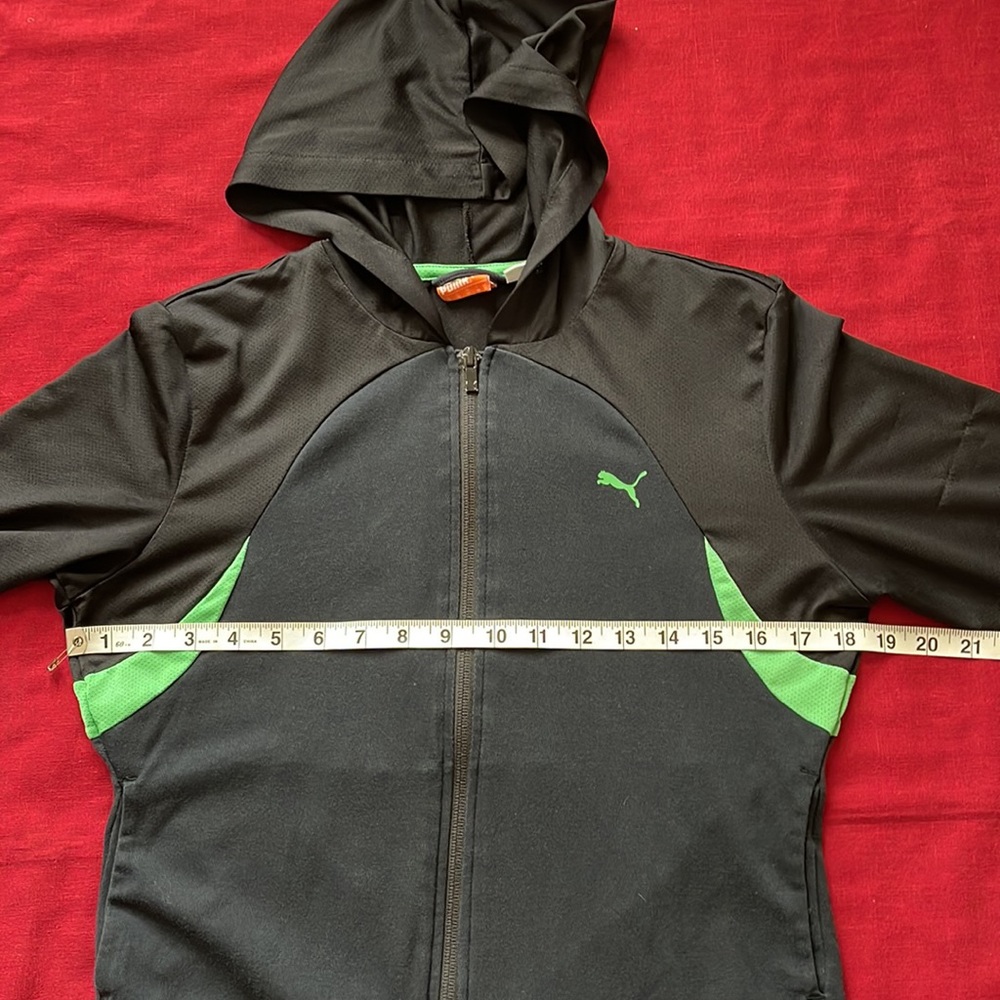 Puma Sz M Mesh Hoodie Green & Black Jacket - Picture 13 of 14